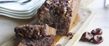 Cake crème de marron, pépites de chocolat noir et noix de pecan