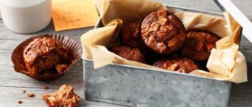 Muffins au chocolat caramel et dés de pomme