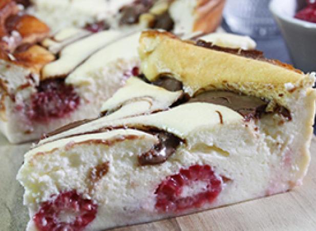 Gâteau au fromage blanc framboises marbrures au chocolat Companion