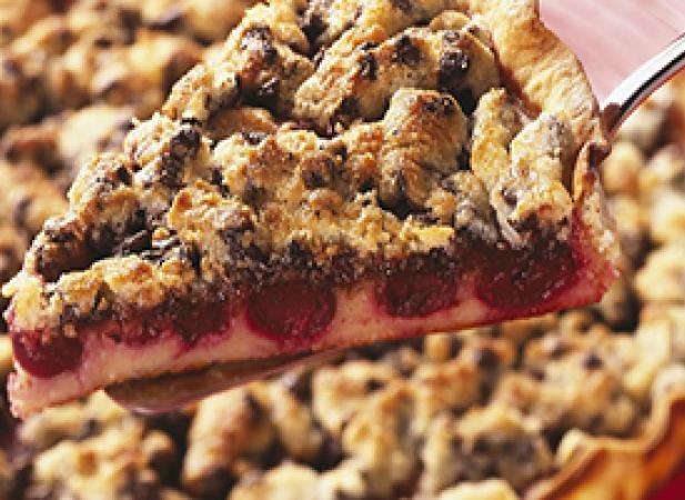 Tarte crumble chocolat cerises
