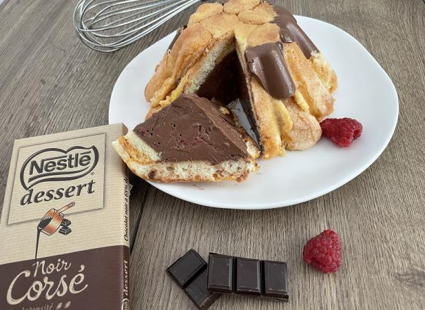 Charlotte au chocolat Noir Corsé citron et framboises